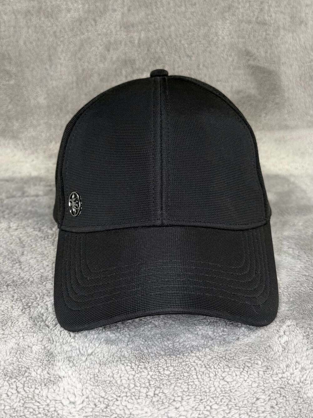 GAIAM Adults Cruiser Cap Strapback Black Stretch Laser Cut Logo Metal Hat